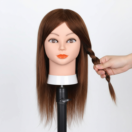 Long Hair Mannequin Head with Human Hair Hairdresser Practice Training Head Cosmetology Manikin Doll Head And Wig Stand Tripod - gallery 2