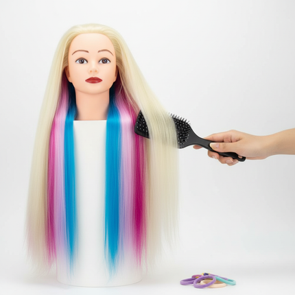 Simnient 70cm Colourful Synthetic Hair For Dolls Tress Mannequin Head For Hairstyles Hairdressing Braiding Training Dummy Doll - gallery 2
