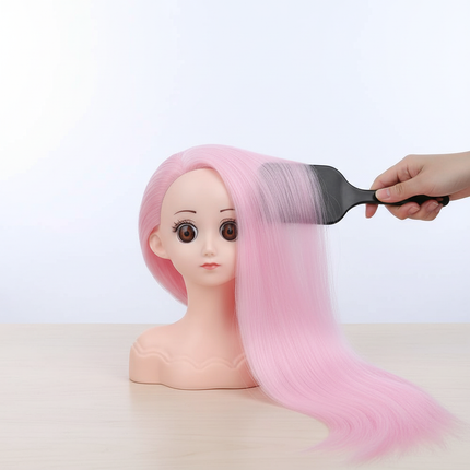 Realistic Female Doll Head Height 19Cm Small Mannequin Head With Makeup For Beginners To Practice Hair Styling With Wig Stand - gallery 2