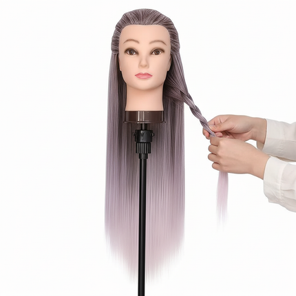 Colorful  28" Mannequin Head Hair Styling Training Braiding Manikin Cosmetology Synthetic Hair For Hairdresser,Free Clamp Hold - gallery 2