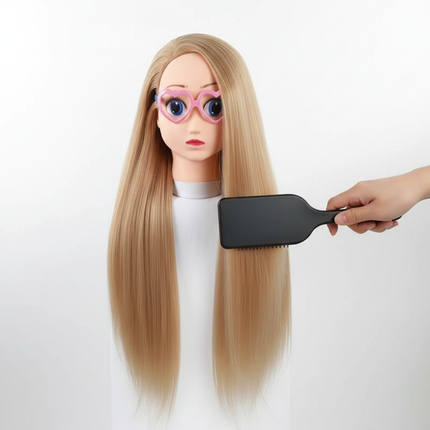 60cm Female Mannequin Head Model with Long Synthetic Hair Extensions Brown Training Styling Head Mannequin with stand gift - gallery 2