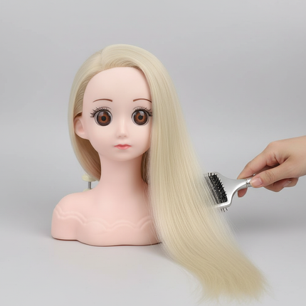 Female Mannequin Head With Synthetic Hair with Adjustable Wig Stand For Manikin Real doll Head Styling Hairdresser Training Head - gallery 2