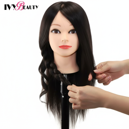 Premium 100% Real Human Hair Mannequin Styling Heads Professional Cosmetology School Practice Heads For Hairdresser Barber Shop - gallery 2