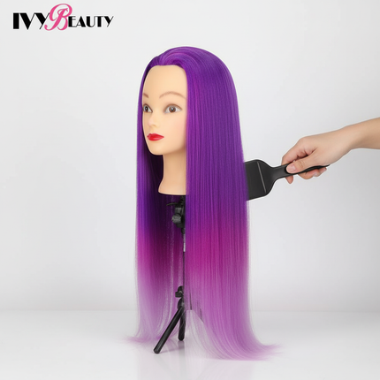 Cosmetology Mannequin Doll Head With Rainbow Color Hair For Braiding Hair Styling Training Hairart Hairdressing Salon Display - gallery 2
