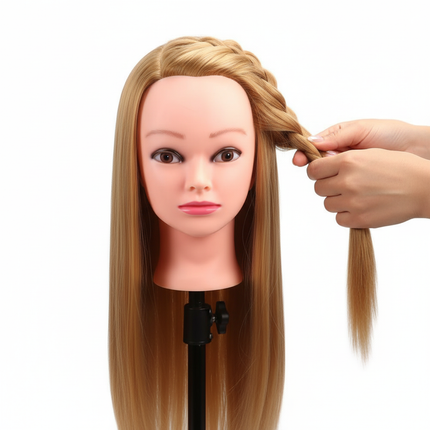 Synthetic Hair Mannequin Head Hairdresser Training Head With Stand Manikin Cosmetology Doll Head For Braiding Styling Curling - gallery 2