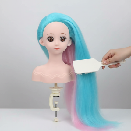 Female Mannequin Head With Synthetic Hair with Adjustable Wig Stand For Manikin Real doll Head Styling Hairdresser Training Head - gallery 2