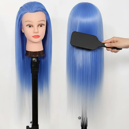 Colorful  28" Mannequin Head Hair Styling Training Braiding Manikin Cosmetology Synthetic Hair For Hairdresser,Free Clamp Hold - gallery 2