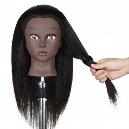 Afro Mannequin Heads With 100% Real Hair With Adjustable Tripod Hairdressing Dolls Training Head For Practice Styling Braiding - gallery 2