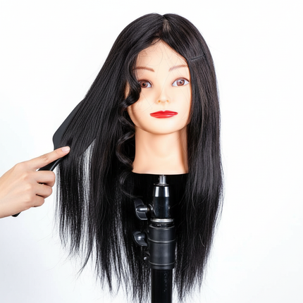 Professional Hairdresser Mannequin Head 18inch 100% Human Hair Styling Training Head Cosmetology Manikin Doll Head Clamp Stand - gallery 2