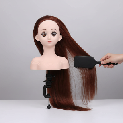 Realistic Female Doll Head Height 19Cm Small Mannequin Head With Makeup For Beginners To Practice Hair Styling With Wig Stand - gallery 2