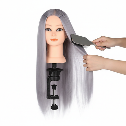 Mannequin Head 100% Synthetic Hair Hairdresser Training Head  Manikin Cosmetology Doll Head For Braiding Styling - gallery 2