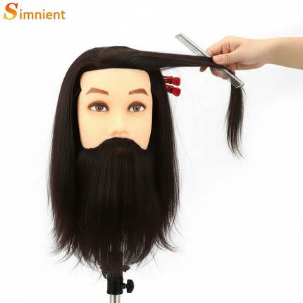 Simnient Male Mannequin Head With 100% Real Human Hair For Practice Hairdresser Cosmetology Training Doll Head For Hair Styling - gallery 2