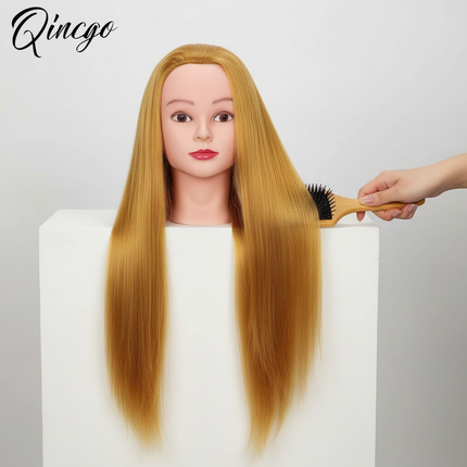 New Mannequin Head With Synthetic Hair 24'' Styling Makeup Training Head Manikin Cosmetology Hairdressing Dolls Head With Stand - gallery 2