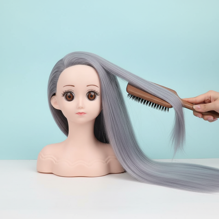 Female Mannequin Head With Synthetic Hair with Adjustable Wig Stand For Manikin Real doll Head Styling Hairdresser Training Head - gallery 2