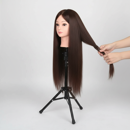 New Female Mannequin Training Doll Head With 70% Real Hair For Hairsyles Hairdressing Cosmetology Dolls Head With Stand Tripod - gallery 2