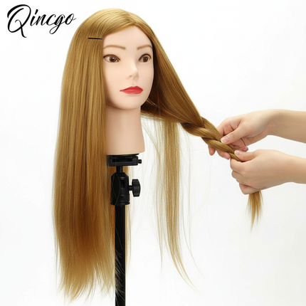 85% Real Hair Training Mannequin Head With Brown Hair For Barber Hairdressing Practice Doll Head With Stand Tripod For Hairstyle - gallery 2