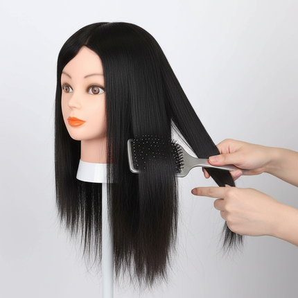 Long Hair Mannequin Head with Human Hair Hairdresser Practice Training Head Cosmetology Manikin Doll Head And Wig Stand Tripod - gallery 2