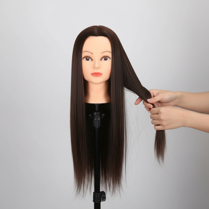 Synthetic Fiber Hair Mannequin Head with Adjustable Stand For Hairstyling Practice Hairdressing Manikin Cosmetology Doll Head - gallery 2