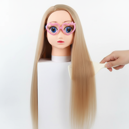 Mannequin Head Model With Long Synthetic Hair, Manikin Head Styling Hairdresser Training Head, Doll Head for Braiding Practice - gallery 2