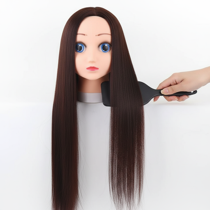 Mannequin Head Model With Long Synthetic Hair, Manikin Head Styling Hairdresser Training Head, Doll Head for Braiding Practice - gallery 2