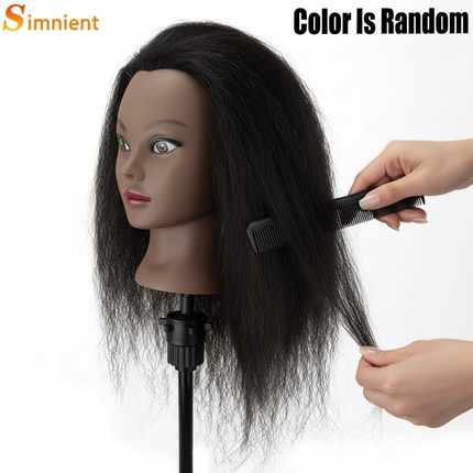 African Mannequin Head 100%Real Hair Hairdresser Training Head With Tripod  Manikin Cosmetology Doll Head For Braiding Styling - gallery 2