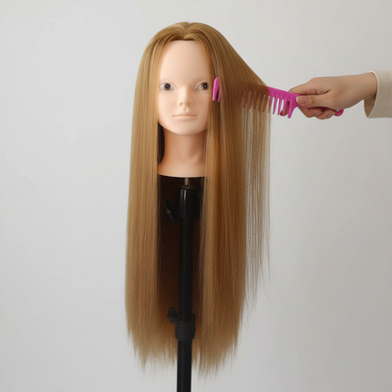 85%Real Human Hair Hairdresser Practice Mannequin Training Head Cosmetology Makeup On Long Hair Manikin Doll Head With Tools - gallery 2