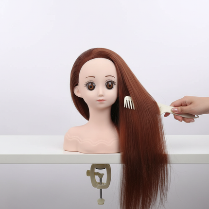 Female Mannequin Head With Synthetic Hair with Adjustable Wig Stand For Manikin Real doll Head Styling Hairdresser Training Head - gallery 2