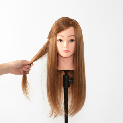 Doll Head For Hairstyle Practice 80%Real Hair Professional Training Head Kit Mannequin Head Styling  With Wig Stand Tripod Clamp - gallery 2