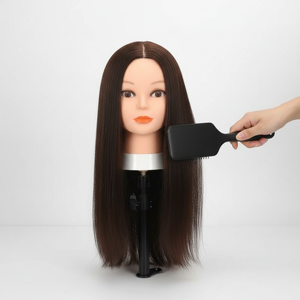 Premium Mannequin Head With Long Straight Hair 80% Human Hair & Wig Stand For Hairdresser Practice Training + DIY Hair Styling B - gallery 2