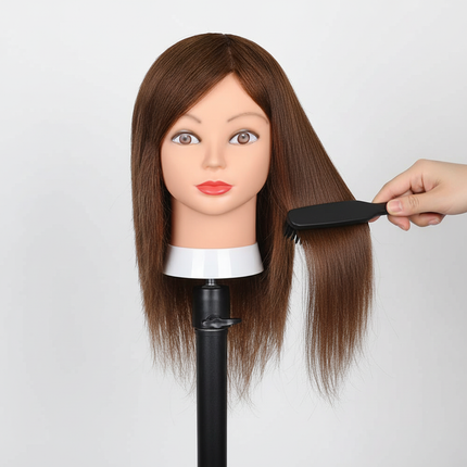 Long Hair Mannequin Head with Human Hair Hairdresser Practice Training Head Cosmetology Manikin Doll Head And Wig Stand Tripod - gallery 2