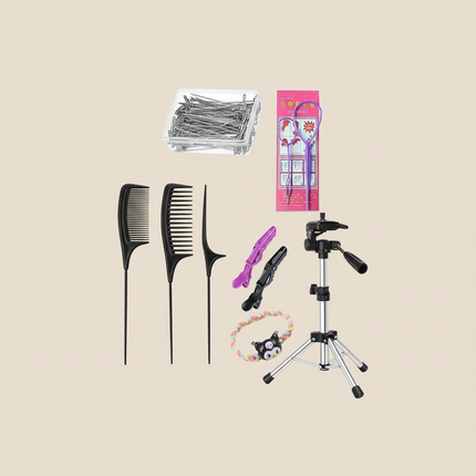 long Synthetic hair Mannequin Head With Adjustable Wig Tripod Stand Holder Model With Manikin Head Styling Hairdresser Training - gallery 3