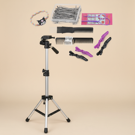 New Female Mannequin Training Doll Head With 70% Real Hair For Hairsyles Hairdressing Cosmetology Dolls Head With Stand Tripod - gallery 3