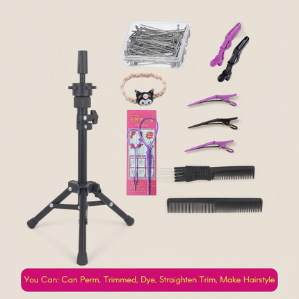 Long Hair Mannequin Head with Human Hair Hairdresser Practice Training Head Cosmetology Manikin Doll Head And Wig Stand Tripod - gallery 3