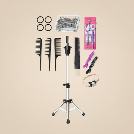 Afro Mannequin Heads With 100%Real Hair With Adjustable Tripod Hairdressing Dolls Training Head For Practice Styling Braiding - gallery 3