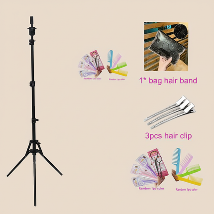 Professional Styling Head Mannequin Hairdresser Human Hair Mix Synthetic Hair Doll Head To Practice Hairstyles Wig Stand Tripod - gallery 3
