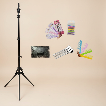 Professional Styling Head Mannequin Hairdresser Human Hair Mix Synthetic Hair Doll Head To Practice Hairstyles Wig Stand Tripod - gallery 3