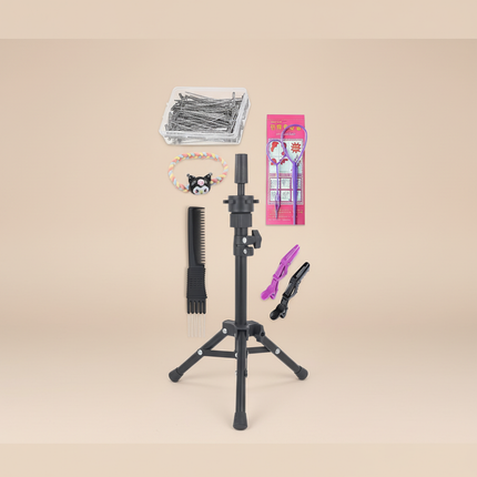 Afro Mannequin Heads With 100% Real Hair With Adjustable Tripod Hairdressing Dolls Training Head For Practice Styling Braiding - gallery 3