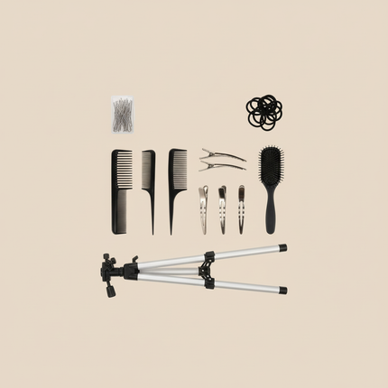 100% Real Human Hair Mannequin Head 22-24” Cosmetology Doll Head to Practice Hairstyles Manikin Head And Individual Tripod Stand - gallery 3