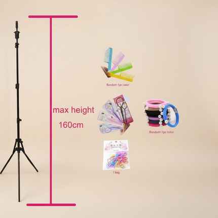 Doll Head For Hairstyle Practice 80%Real Hair Professional Training Head Kit Mannequin Head Styling  With Wig Stand Tripod Clamp - gallery 3
