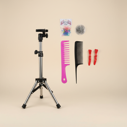 100% Real Human Hair Mannequin Head 22” Cosmetology Doll Head to Practice Hairstyles Manikin Head And Individual Tripod Stand - gallery 3