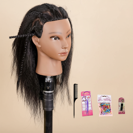 Afro Mannequin Heads for Braiding Maniquí Hair Dolls Real Human Training Hairdresser Model Natural Women's Hairdressing Kit Wigs - gallery 3