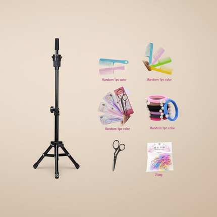 Doll Head For Hairstyle Practice 80%Real Hair Professional Training Head Kit Mannequin Head Styling  With Wig Stand Tripod Clamp - gallery 3