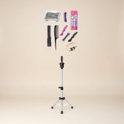 long Synthetic hair Mannequin Head With Adjustable Wig Tripod Stand Holder Model With Manikin Head Styling Hairdresser Training - gallery 3