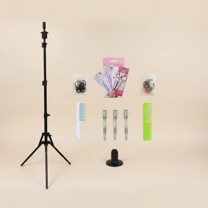 Professional Styling Head Mannequin Hairdresser Human Hair Mix Synthetic Hair Doll Head To Practice Hairstyles Wig Stand Tripod - gallery 3