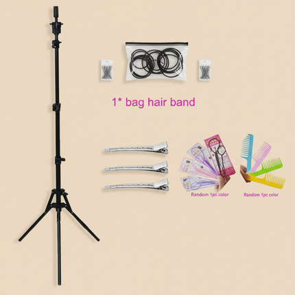 Professional Styling Head Mannequin Hairdresser Human Hair Mix Synthetic Hair Doll Head To Practice Hairstyles Wig Stand Tripod - gallery 3