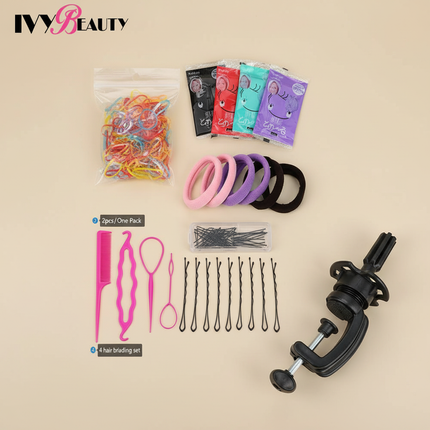 65Cm Hairdressing Mannequin Head With 80% Human Hair Cosmetology Make-Up Practice Training Doll Heads With Clamp Holder And Tool - gallery 3