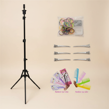Professional Styling Head Mannequin Hairdresser Human Hair Mix Synthetic Hair Doll Head To Practice Hairstyles Wig Stand Tripod - gallery 3