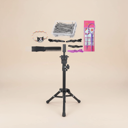 Long Hair Mannequin Head with Synthet Hair Hairdresser Practice Training Head Cosmetology Manikin Doll Head And Wig Stand Tripod - gallery 3