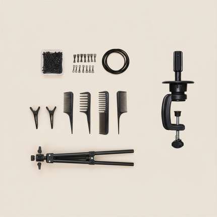 Short Black Human Hair Training Head for Professional Hairstyling Salon Hairdressing Mannequin Doll for Perm Bleaching Cutting - gallery 3
