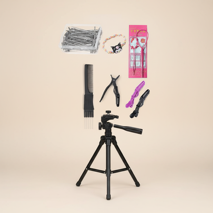 Afro Mannequin Heads With 100%Real Hair With Adjustable Tripod Hairdressing Dolls Training Head For Practice Styling Braiding - gallery 3